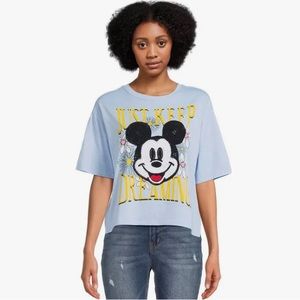 Mickey Mouse Juniors Crochet Graphic Tee with Short Sleeves XXL